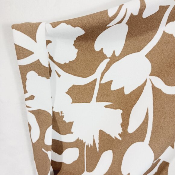 Melloday, Women's 2X Floral Print Top, Short Sleeve, Tan & White, 1/4 Zip Back - Picture 6 of 12